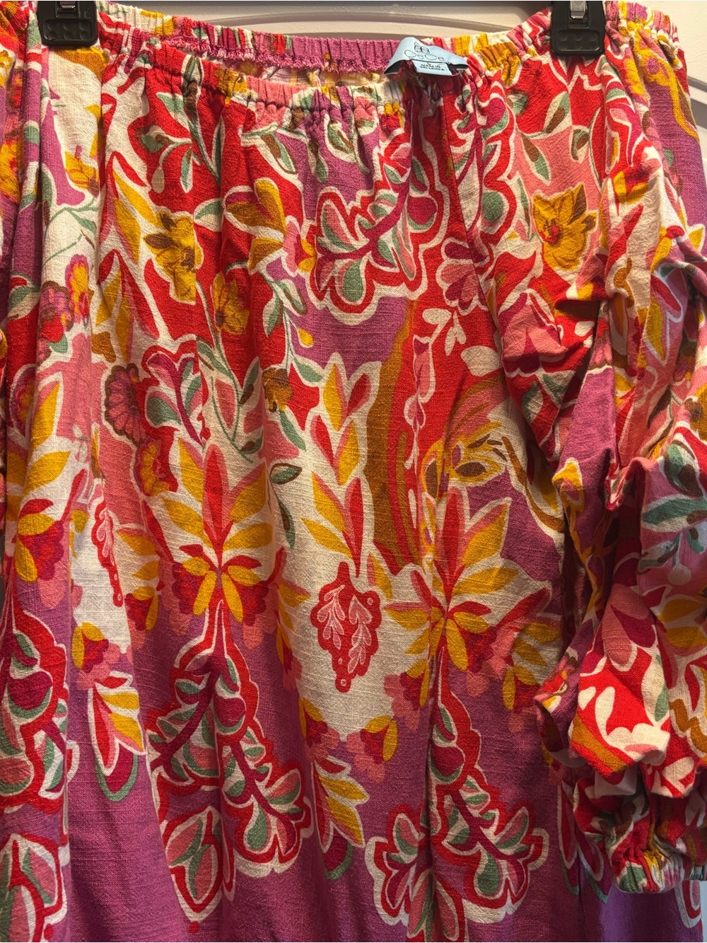 CeCe Multicolor Floral Off-Shoulder Blouse